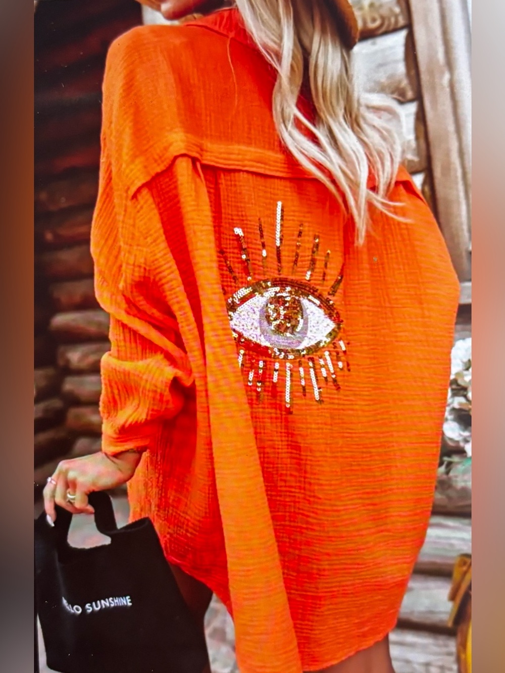 Evil Eye Gauze Cotton Oversized Shirt